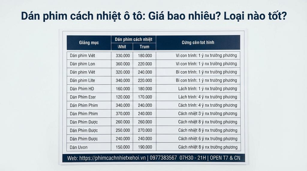 Dán phim cách nhiệt ô tô: Giá bao nhiêu? Loại nào tốt?