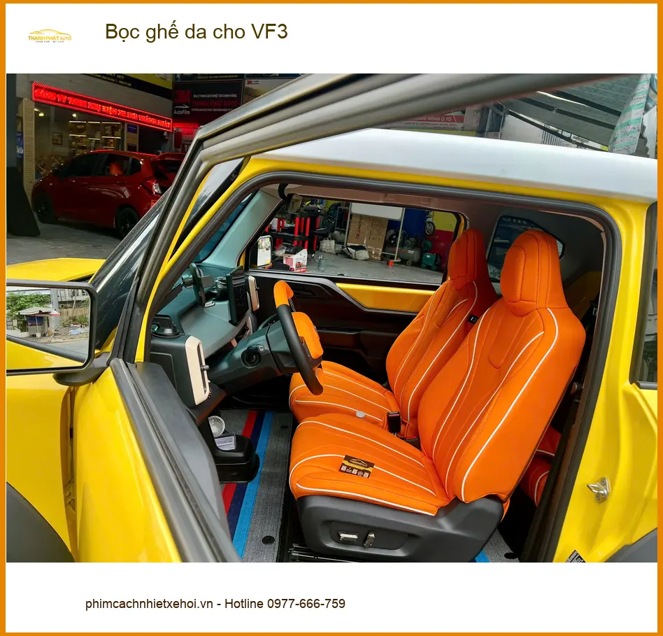 Chị Thảo bọc ghế da VinFast VF3 tại Quận Thủ Đức để nội thất xe sang trọng hơn ảnh thực tế 3