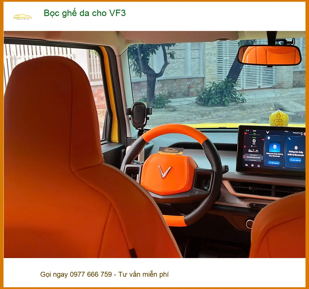 Anh Cường bọc ghế da cho VinFast VF3 tại Quận 9 để nội thất sang trọng hơn ảnh thực tế 2