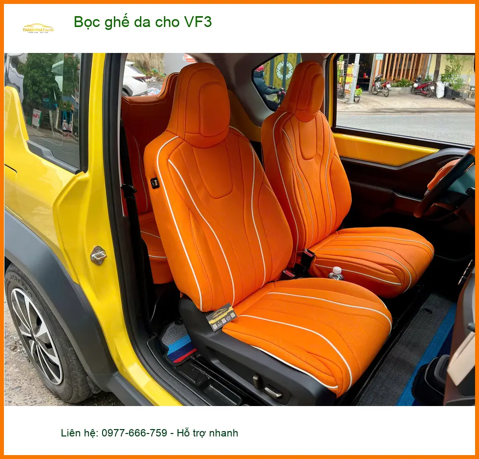 Anh Cường bọc ghế da cho VinFast VF3 tại Quận 9 để nội thất sang trọng hơn ảnh thực tế 3