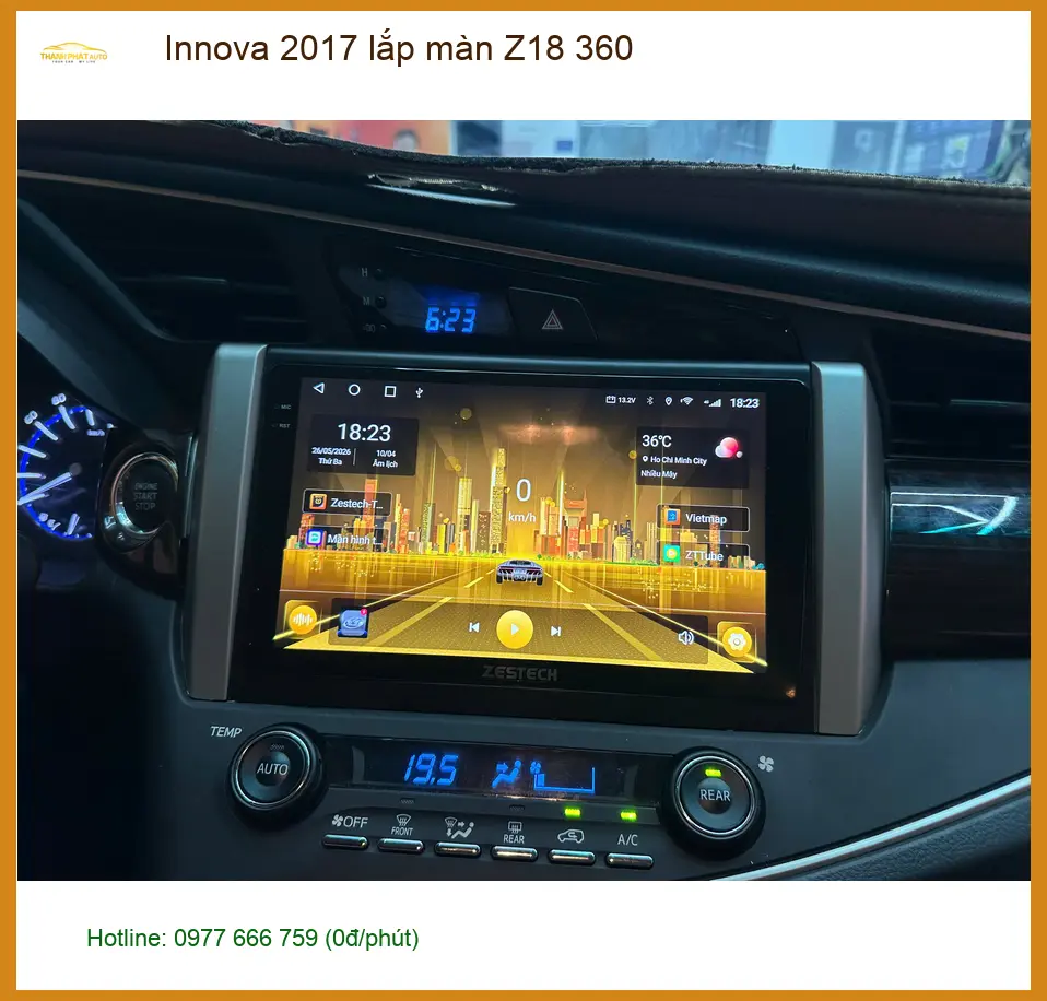 Anh Quang lắp màn Z18 360 cho Innova 2017 tại Bình Chánh để quan sát tốt hơn