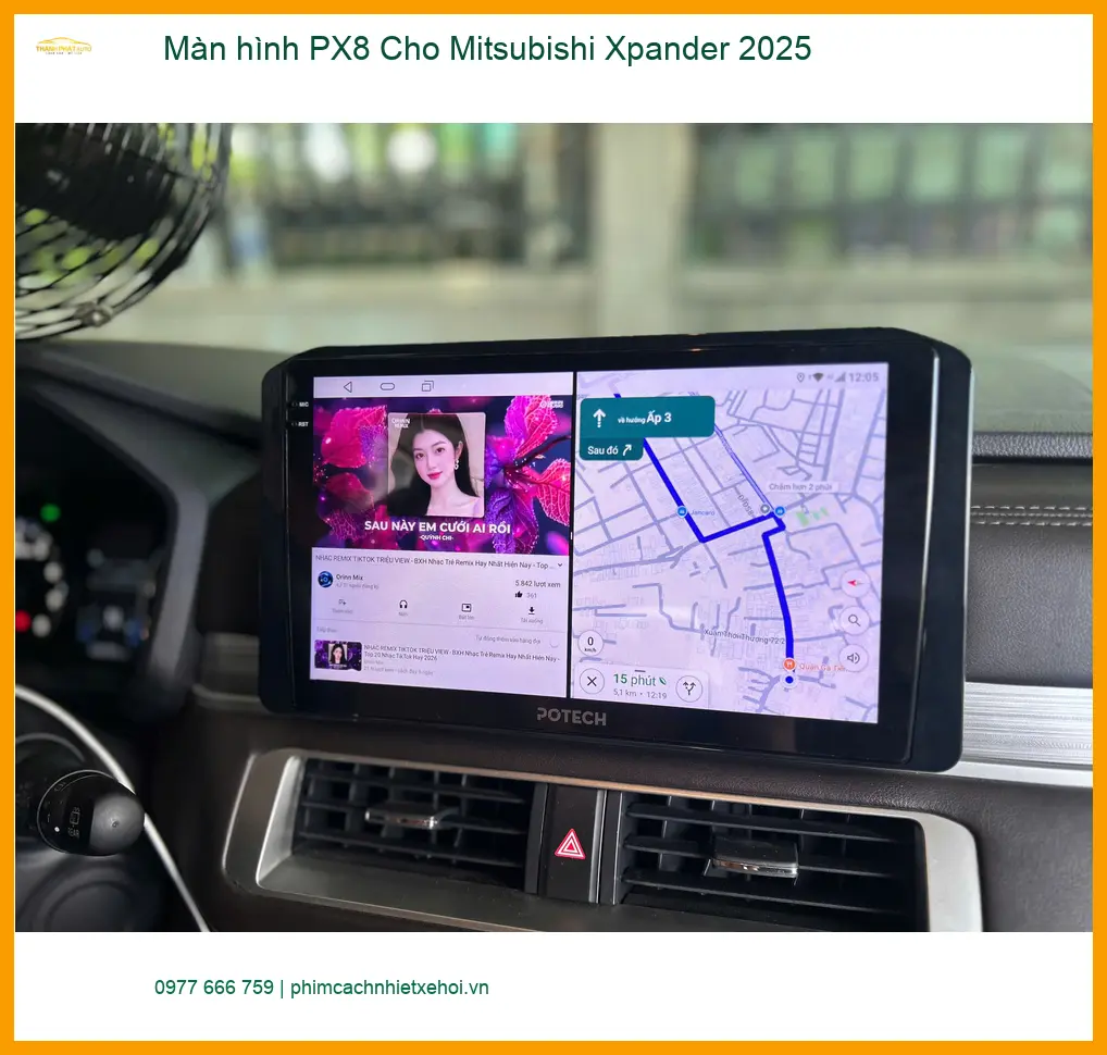 Chị Thảo lắp Màn hình PX8 cho Mitsubishi Xpander 2025 tại Quận 9 để nâng cấp tiện ích