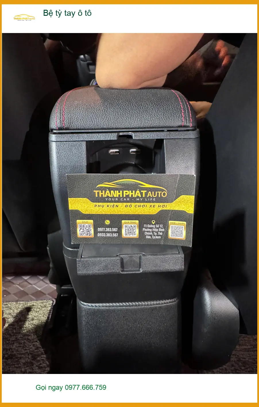 Anh Quý lắp bệ tỳ tay ô tô Hyundai Santa Fe tại Thủ Đức giúp lái xe thoải mái hơn