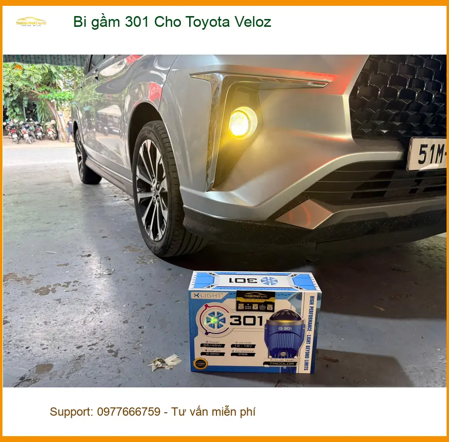 Anh Cảnh độ bi gầm 301 cho Toyota Veloz tại Thủ Đức vì đèn zin yếu khi đi đường tối. ảnh thực tế 2