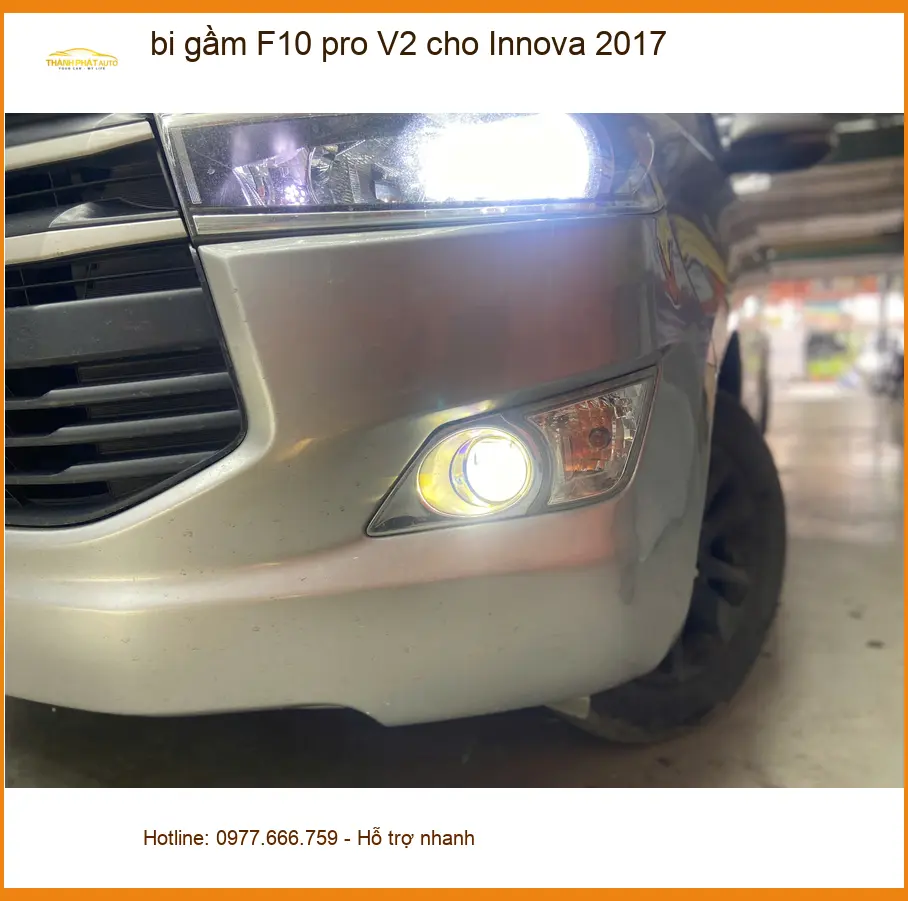 Anh Khang độ bi gầm F10 pro V2 cho Innova 2017 tại Quận Thủ Đức vì đèn zin không đủ sáng khi trời mưa