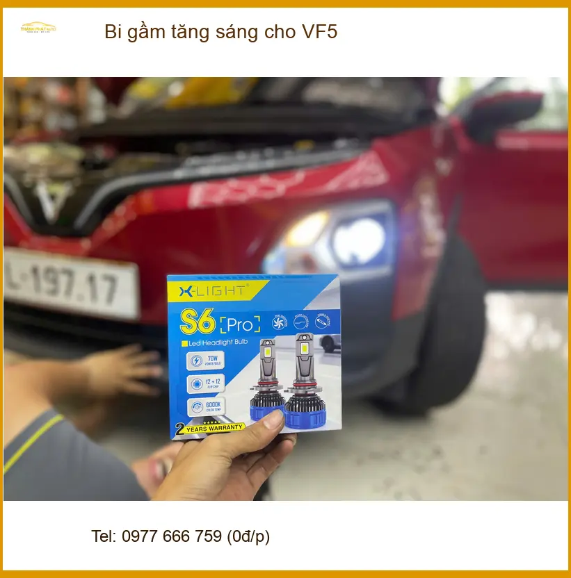 Chị Vân Anh lắp bi gầm tăng sáng cho VinFast VF5 ở Quận 12 vì đèn cũ yếu