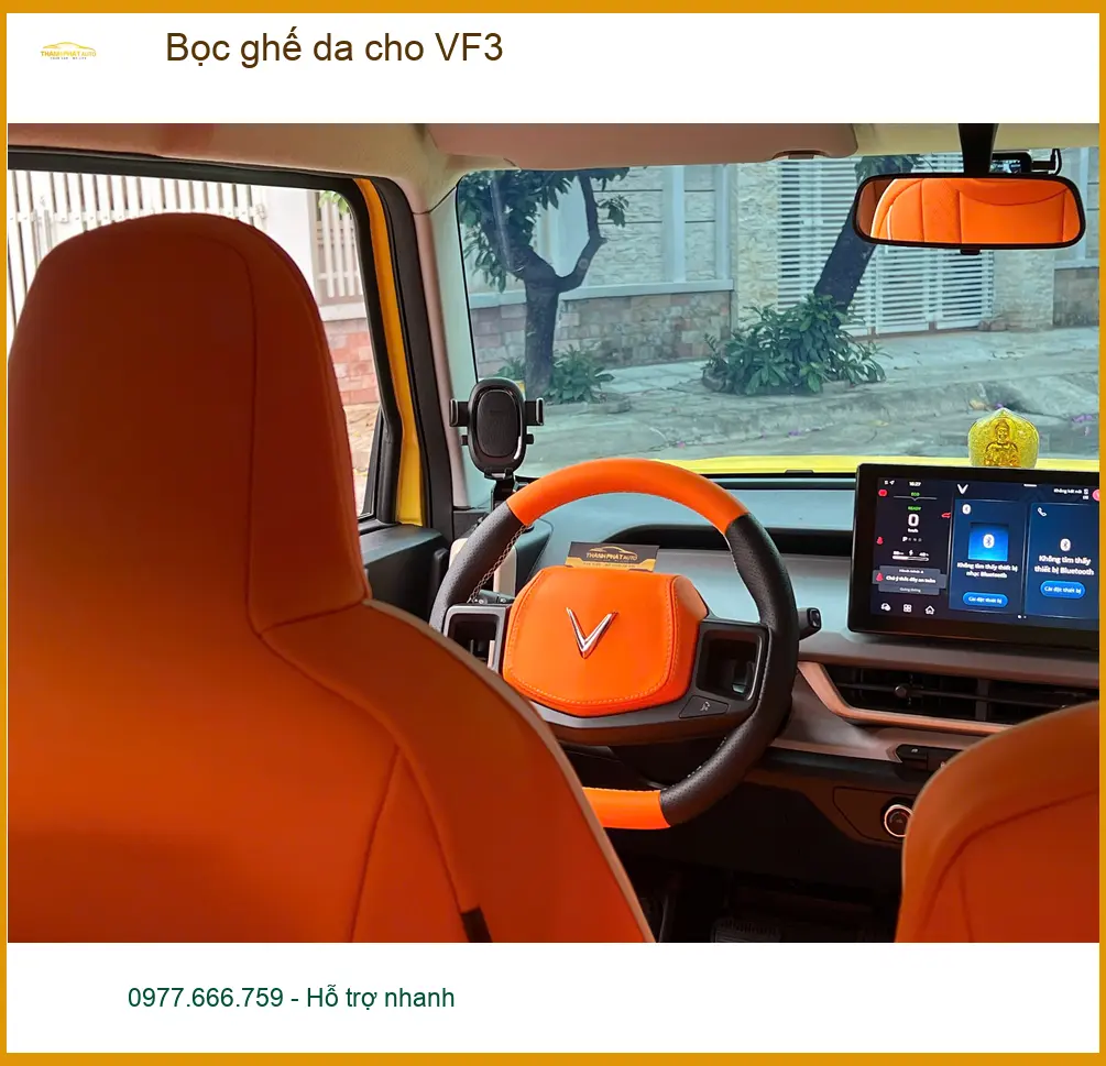 Chị Thảo bọc ghế da cho VF3 tại Cần Giờ để nội thất sang trọng hơn ảnh thực tế 3