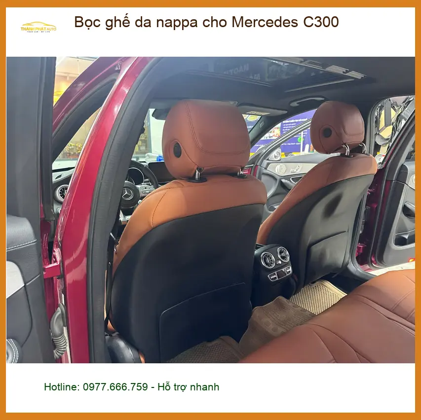 Anh Khải bọc ghế da nappa cho Mercedes C300 tại Bình Chánh để nâng tầm nội thất sang trọng ảnh thực tế 3