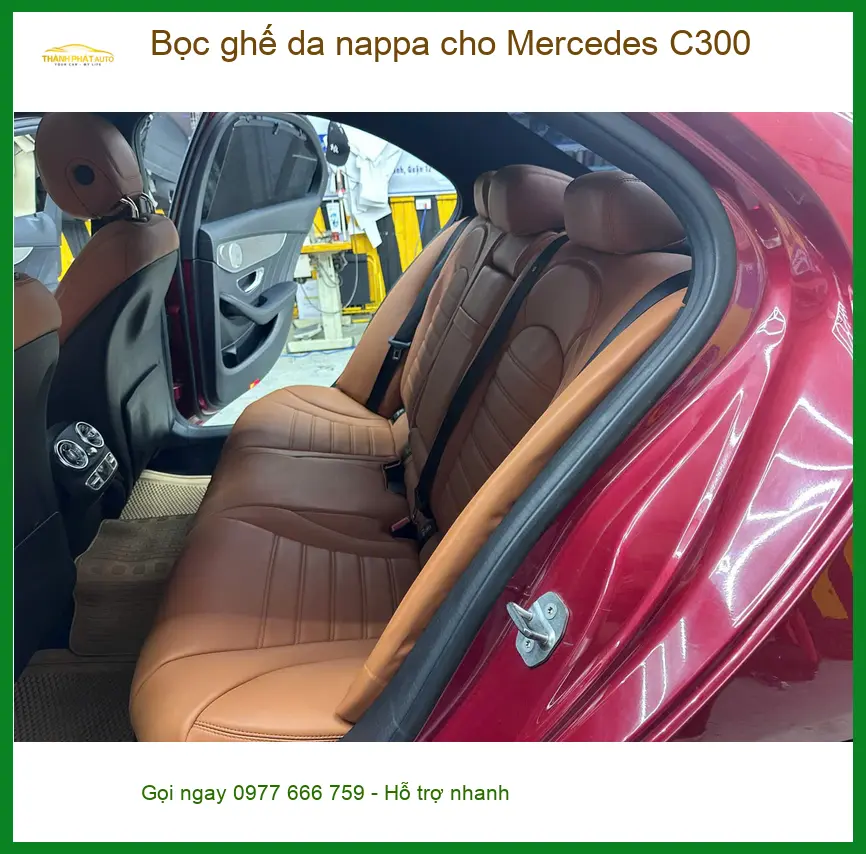 Anh Khải bọc ghế da nappa cho Mercedes C300 tại Bình Chánh để nâng tầm nội thất sang trọng ảnh thực tế 4