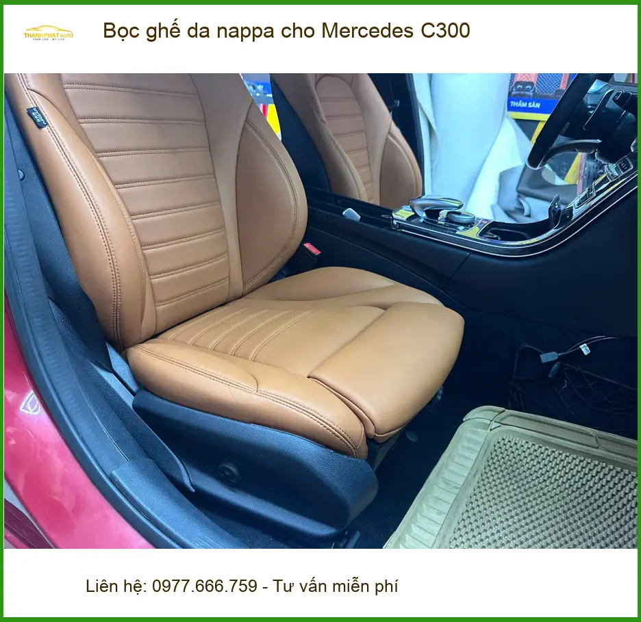 Chị Hương Giang bọc ghế da nappa Mercedes C300 Quận 12 - Nội thất sang trọng ảnh thực tế 2