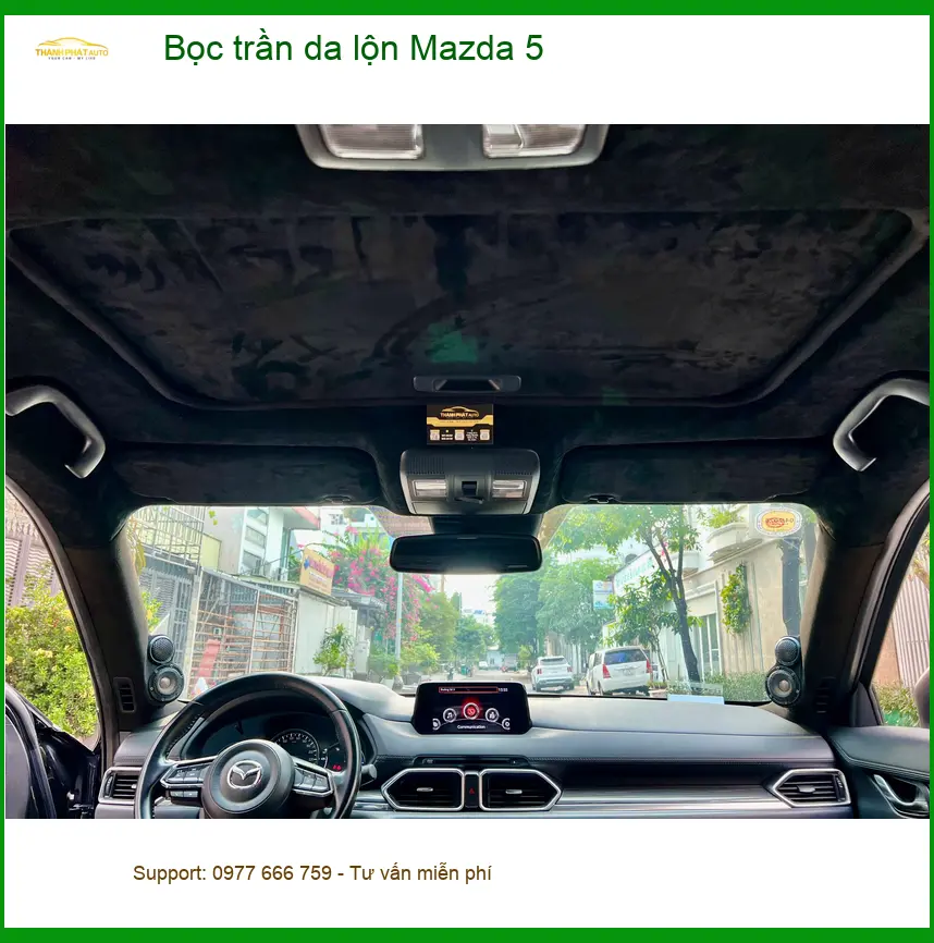 Anh Khang bọc trần da lộn Mazda 5 tại Cần Giờ vì trần xe cũ đã bạc màu, bong tróc