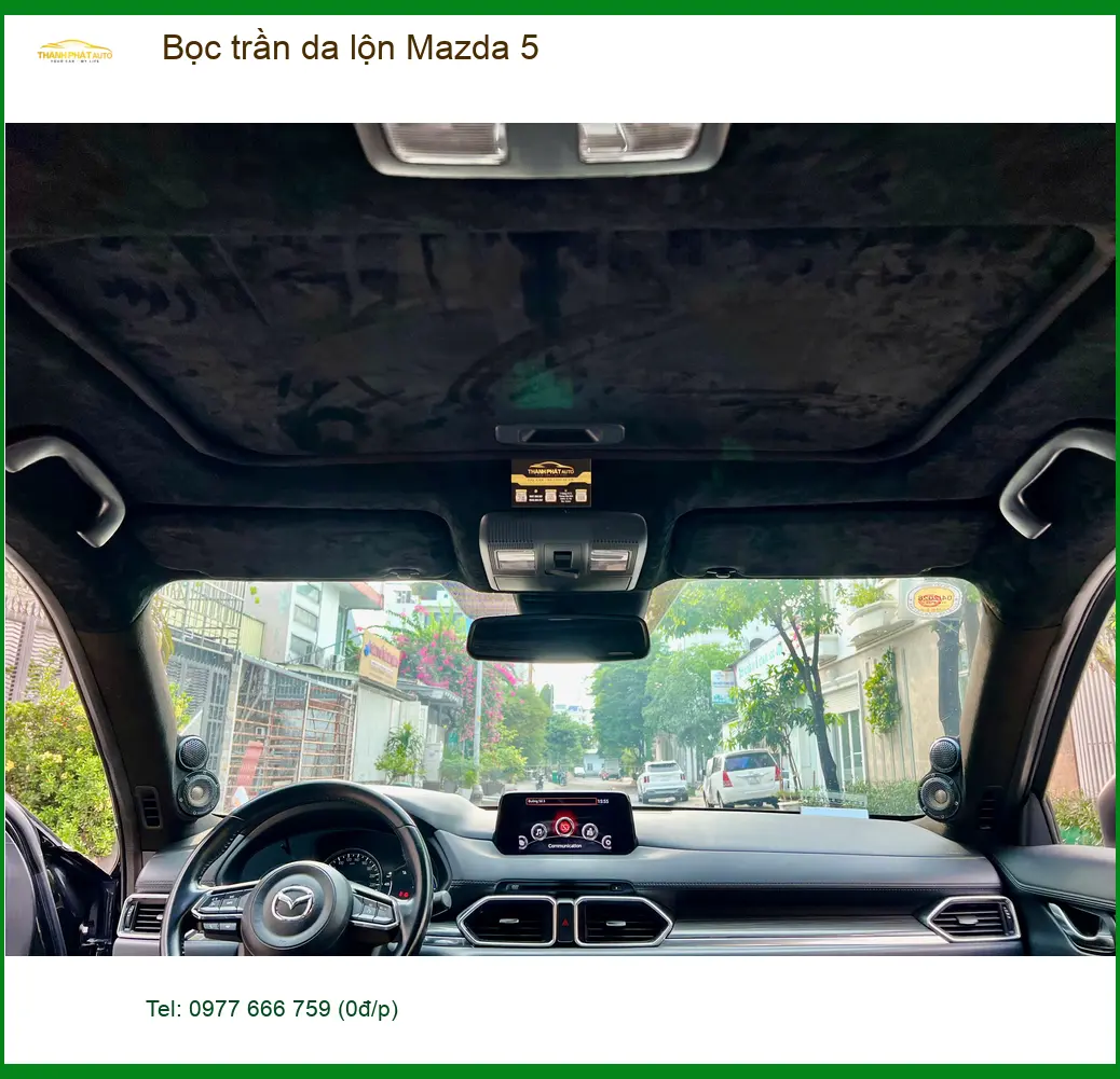 Anh Minh Đạt bọc trần da lộn Mazda 5 Quận 12 để tân trang nội thất xe. ảnh thực tế 2