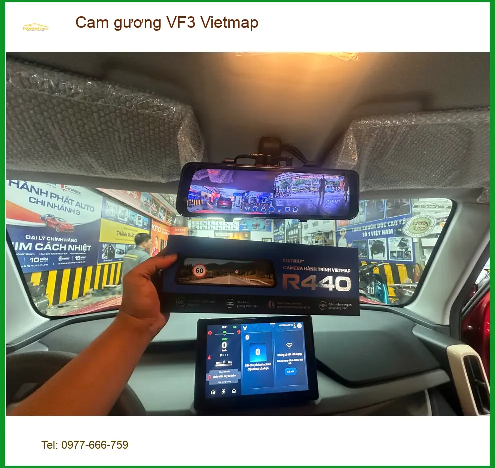 Chị Thuỷ lắp cam gương Vietmap cho VinFast VF3 tại Quận Bình Thạnh để lái xe an toàn hơn ảnh thực tế 2
