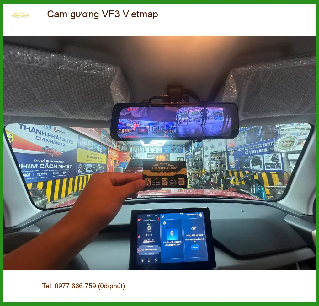 Chị Mai Anh lắp cam gương Vietmap cho VinFast VF3 tại Quận Nhà Bè an tâm lái xe