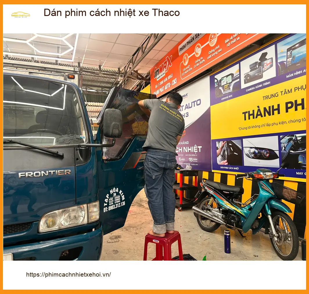 Anh Bảo dán phim cách nhiệt xe Thaco Towner tại Quận Thủ Đức để chống nóng mùa hè ảnh thực tế 2