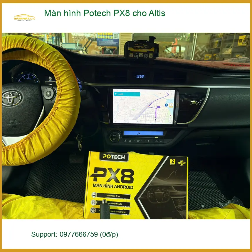 Anh Cường nâng cấp màn hình Potech PX8 cho Altis tại Nhà Bè để tiện xem bản đồ