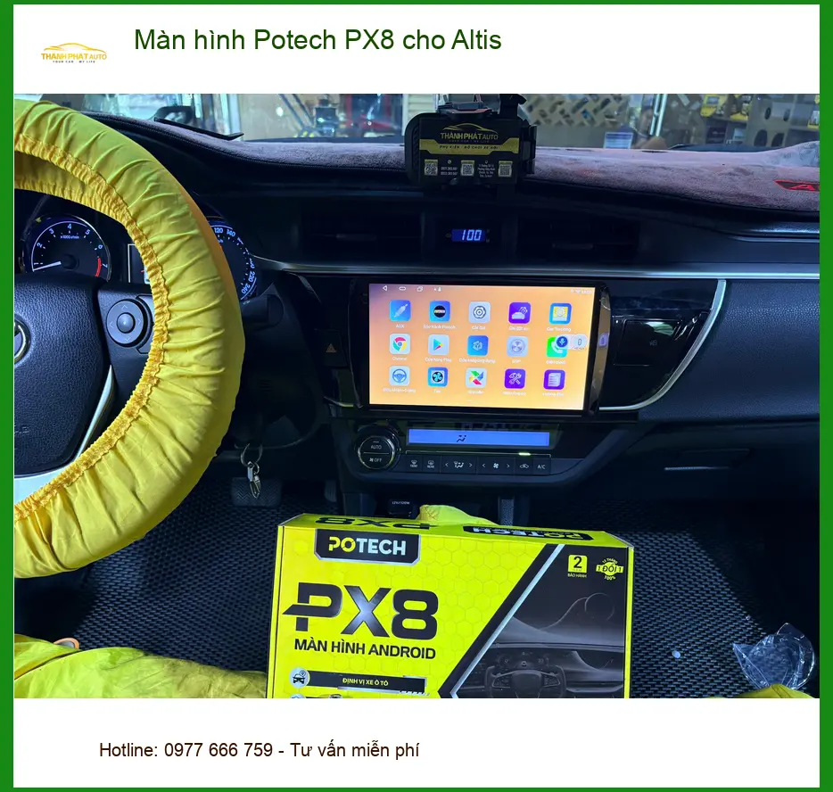 Anh Cường nâng cấp màn hình Potech PX8 cho Altis tại Nhà Bè để tiện xem bản đồ ảnh thực tế 2