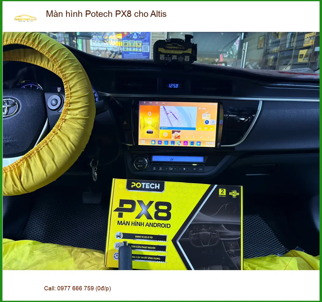 Anh Cường nâng cấp màn hình Potech PX8 cho Altis tại Nhà Bè để tiện xem bản đồ ảnh thực tế 4