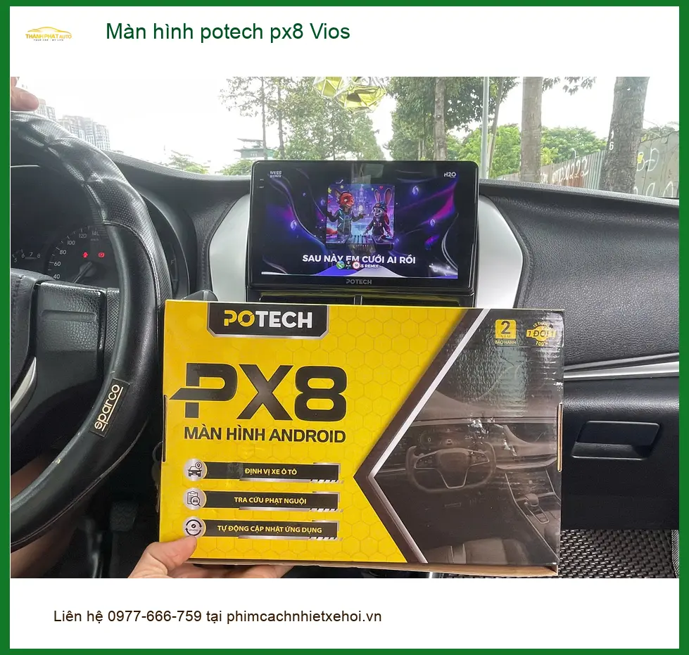 Anh Khang lắp màn hình Potech PX8 cho Vios tại Quận Tân Bình để nâng cao trải nghiệm lái xe