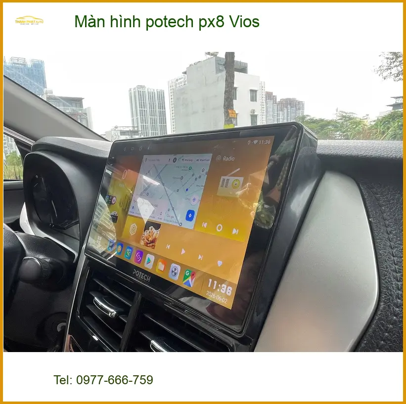 Anh Tấn lắp Potech PX8 Vios Quận Bình Chánh vì màn hình cũ hay giật lag