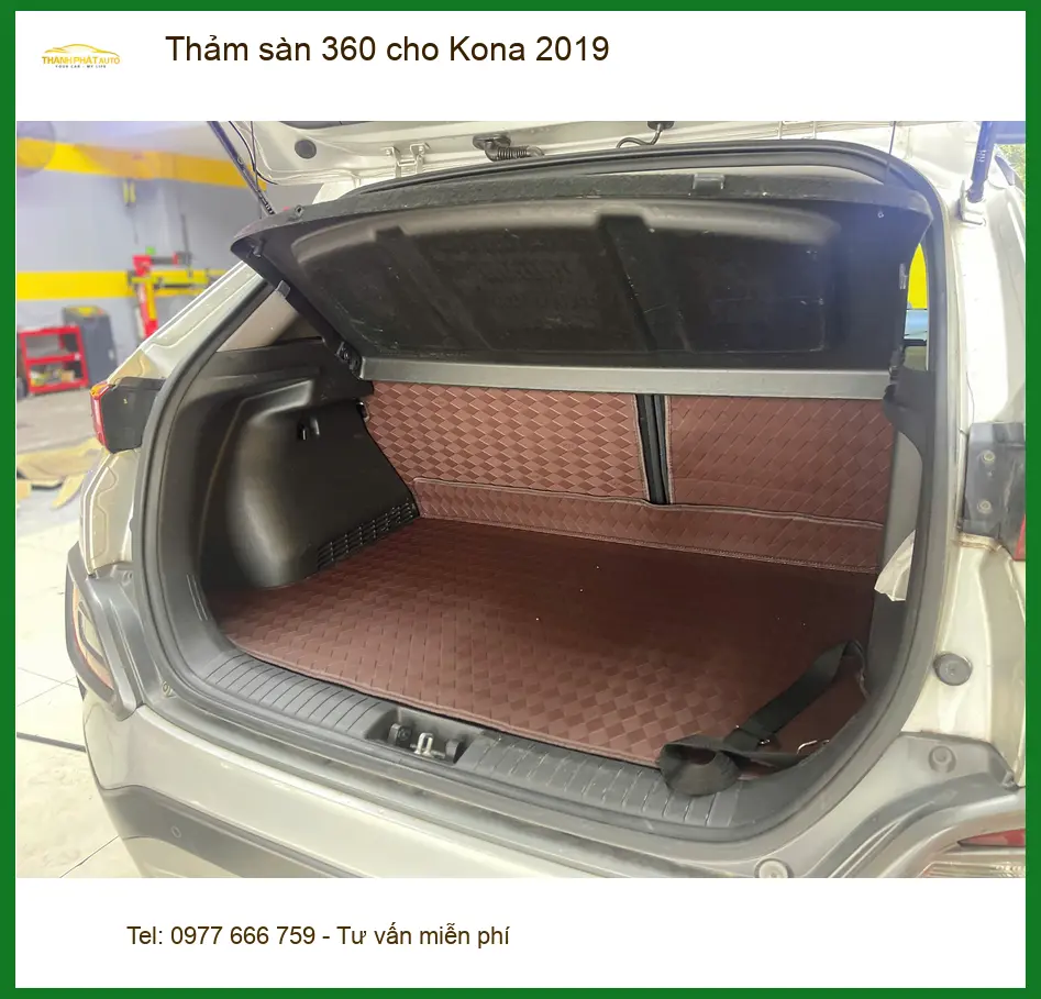 Chị Thanh lắp thảm sàn 360 cho Kona 2019 Quận Tân Bình giữ xe sạch sẽ