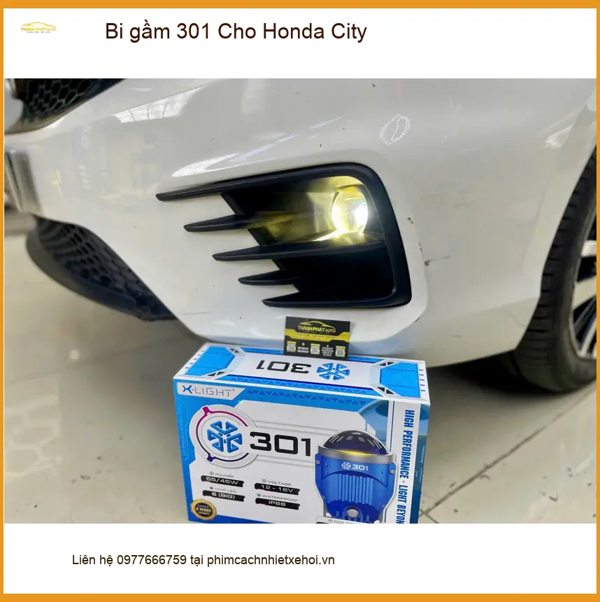 Anh Minh lắp bi gầm 301 cho Honda City tại Quận 12 để tăng sáng an toàn