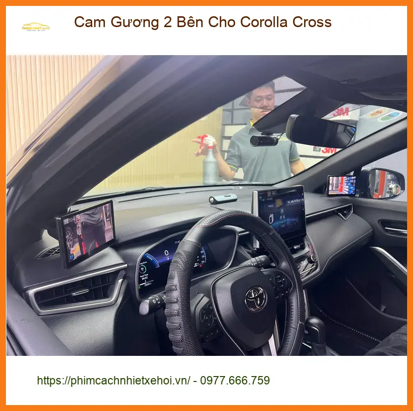 Anh Tấn lắp Cam Gương 2 Bên cho Corolla Cross tại Quận 9 để quan sát tốt hơn khi lùi xe ảnh thực tế 3