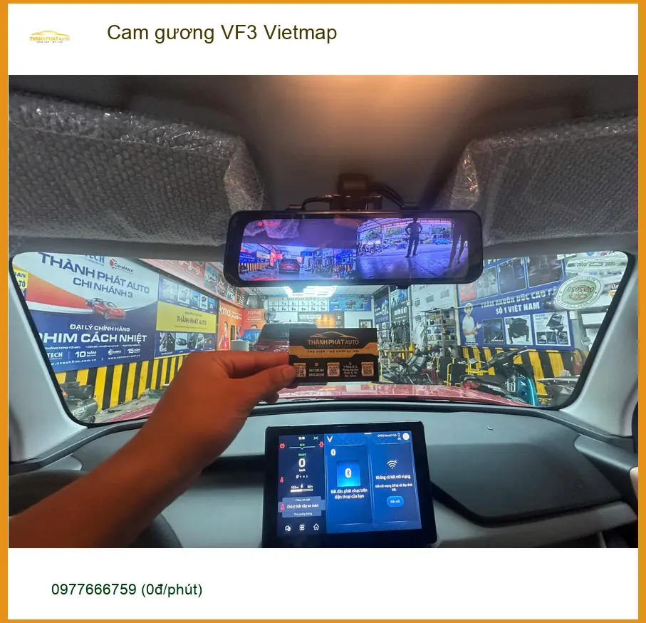 Chị Lan Anh lắp camera gương Vietmap cho VinFast VF3 tại Quận Thủ Đức ảnh thực tế 3
