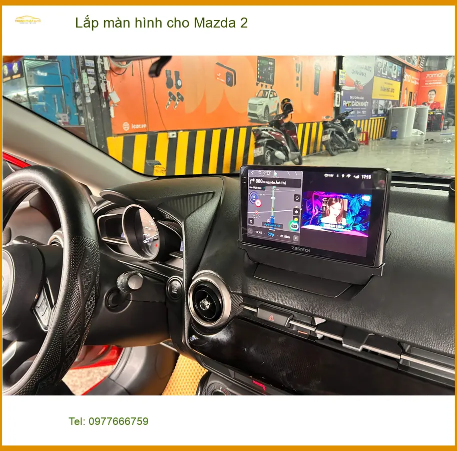 Chị Hằng lắp màn hình Android cho Mazda 2 tại Hóc Môn tiện giải trí cho con ảnh thực tế 5