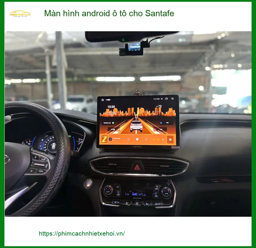 Cô Ánh Tuyết lắp màn hình Android ô tô cho Santafe tại Hóc Môn vì màn zin cũ ảnh thực tế 4