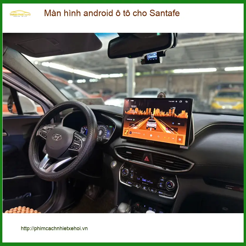 Cô Ánh Tuyết lắp màn hình Android ô tô cho Santafe tại Hóc Môn vì màn zin cũ ảnh thực tế 5