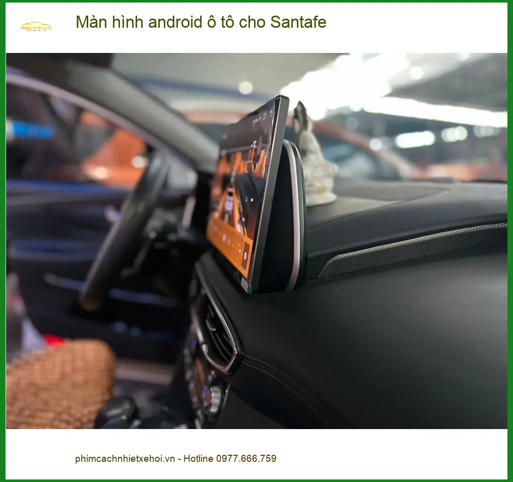 Chú Phước lắp màn hình android ô tô Hyundai Santafe tại Quận 1 để giải trí ảnh thực tế 2