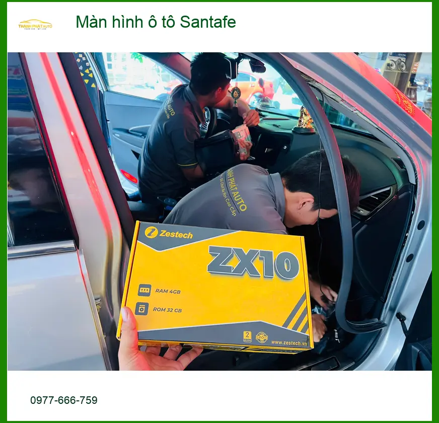 Anh Trung nâng cấp màn hình ô tô Santafe tại Quận 3 để có nhiều tính năng giải trí ảnh thực tế 2