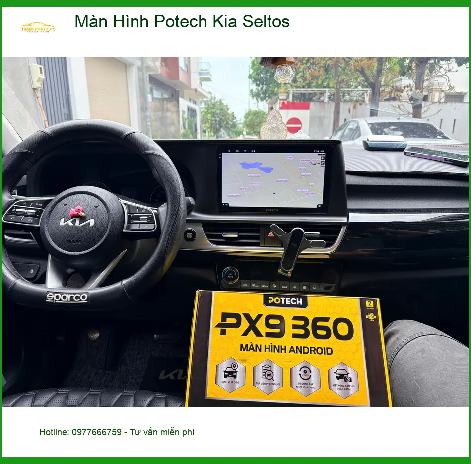 Anh Quang lắp Màn Hình Potech Kia Seltos tại Quận 3 để xe thêm hiện đại