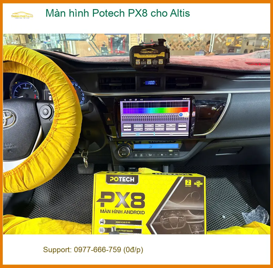 Chị Hương lắp màn hình Potech PX8 cho Altis ở Bình Chánh cần nâng cấp tiện ích