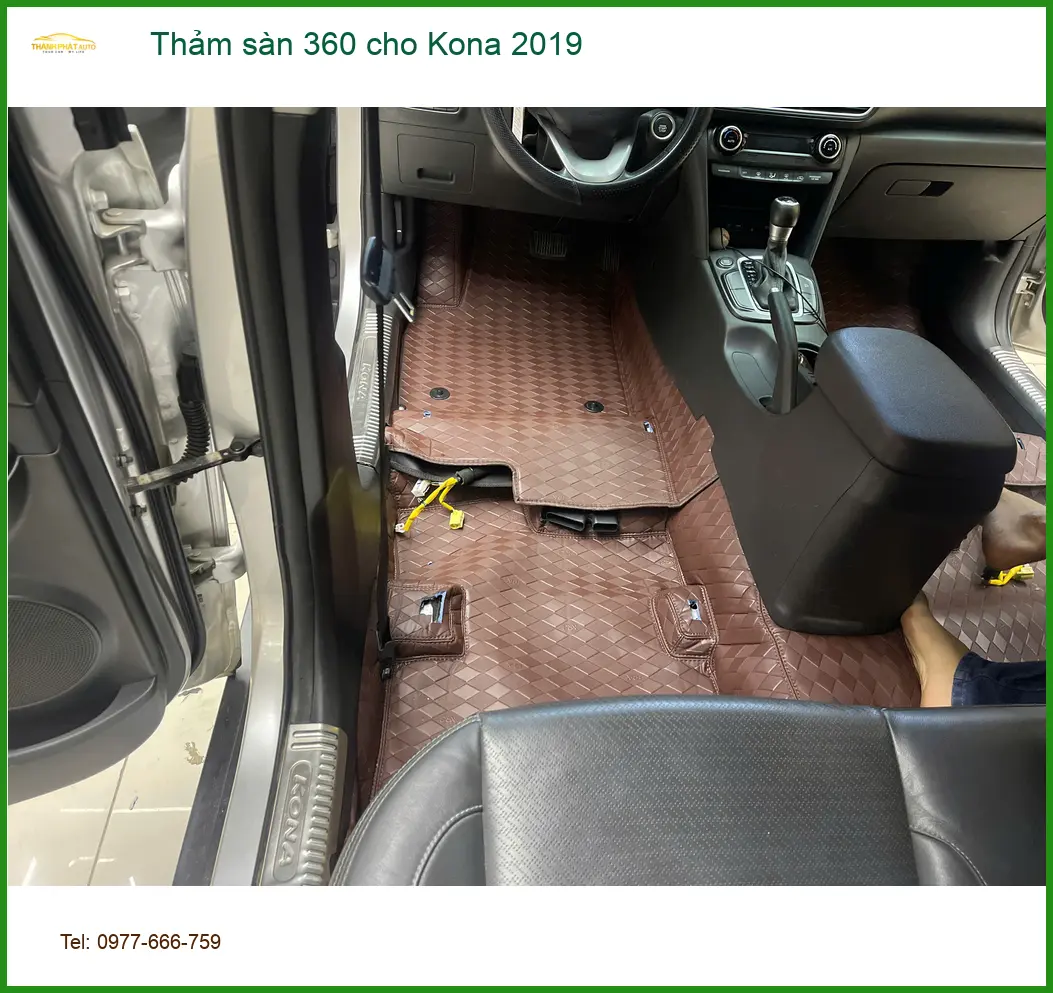 Anh Kiên lắp thảm sàn 360 cho Kona 2019 tại Quận Tân Phú để nội thất luôn sạch đẹp ảnh thực tế 2