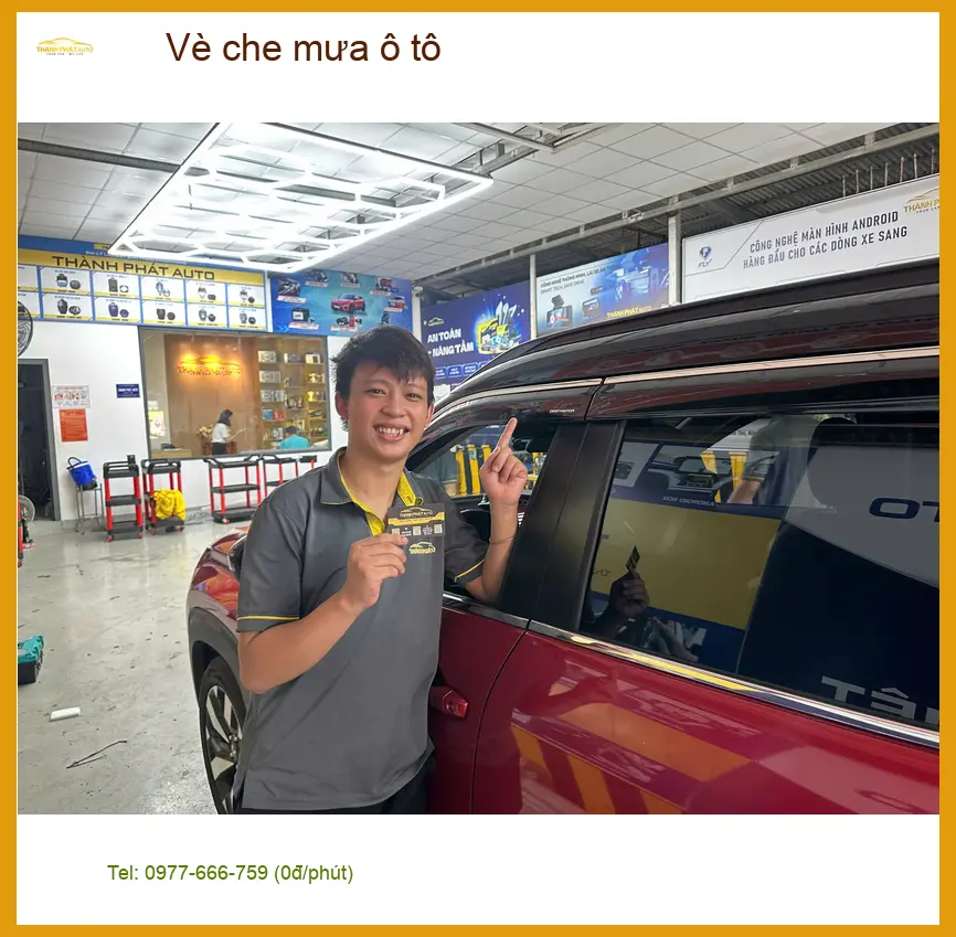 Chị Bích lắp vè che mưa ô tô Honda CRV tại Cần Giờ tránh nước mưa hắt vào ảnh thực tế 2