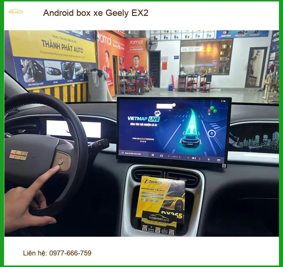 Anh Cường lắp Android box xe Geely EX2 tại Hóc Môn để nâng tầm giải trí trên xe