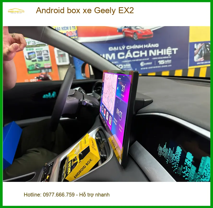Anh Khải lắp Android box xe Geely EX2 tại Quận Bình Thạnh để tiện giải trí ảnh thực tế 2