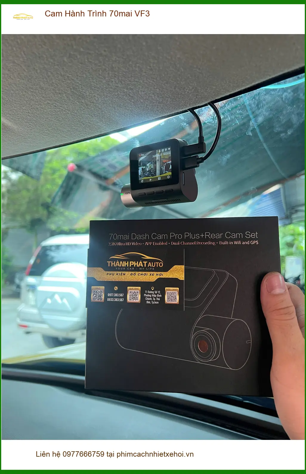 Chị Thùy gắn Cam Hành Trình 70mai cho VF3 tại Thủ Đức để an toàn hơn ảnh thực tế 2