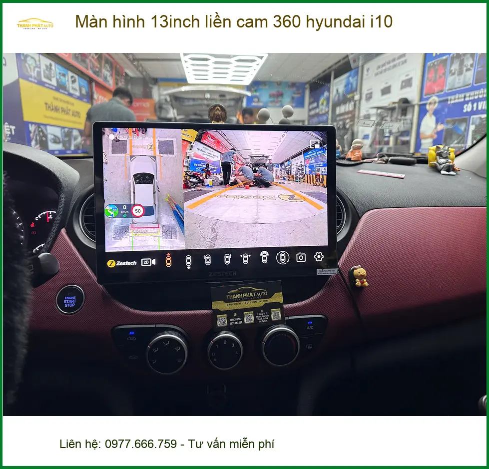 Chú Hùng lắp màn hình 13inch liền cam 360 Hyundai i10 tại Quận 12 để lái xe an toàn hơn ảnh thực tế 4