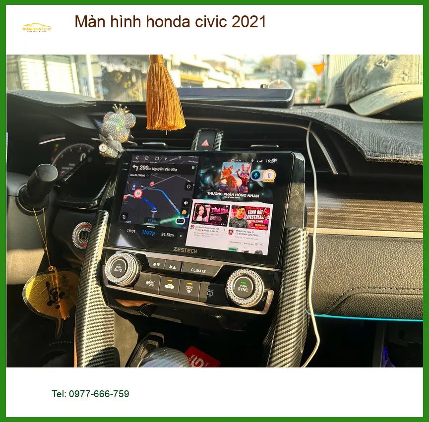 Chị Thư nâng cấp màn hình Honda Civic 2021 tại Quận 12 để xem YouTube ảnh thực tế 3