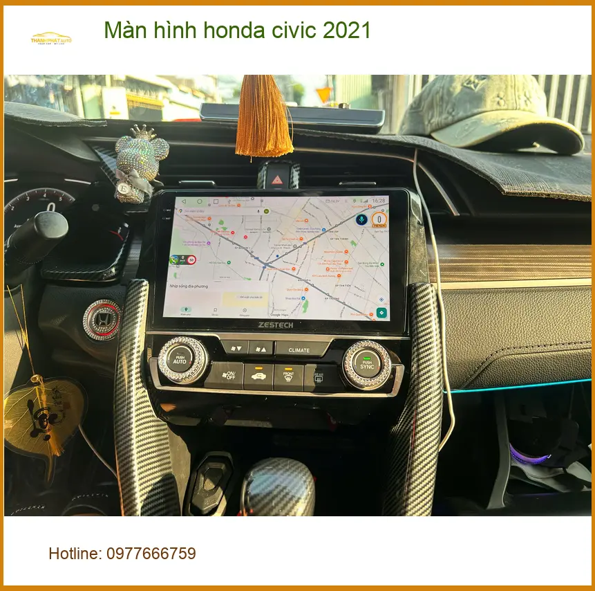 Chị Thư nâng cấp màn hình Honda Civic 2021 tại Quận 12 để xem YouTube ảnh thực tế 5