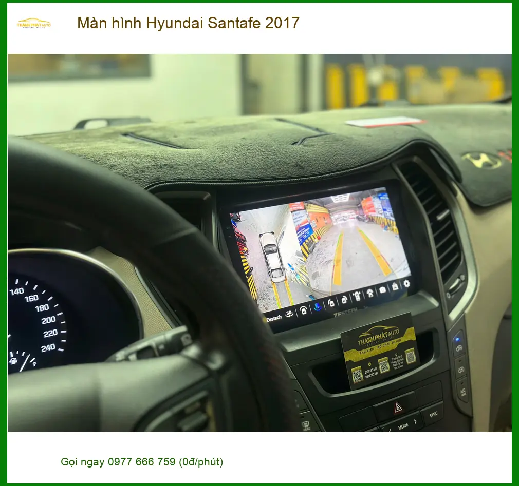 Anh Khang lắp màn hình Hyundai Santafe 2017 tại Quận 12 vì màn zin đã cũ ảnh thực tế 2