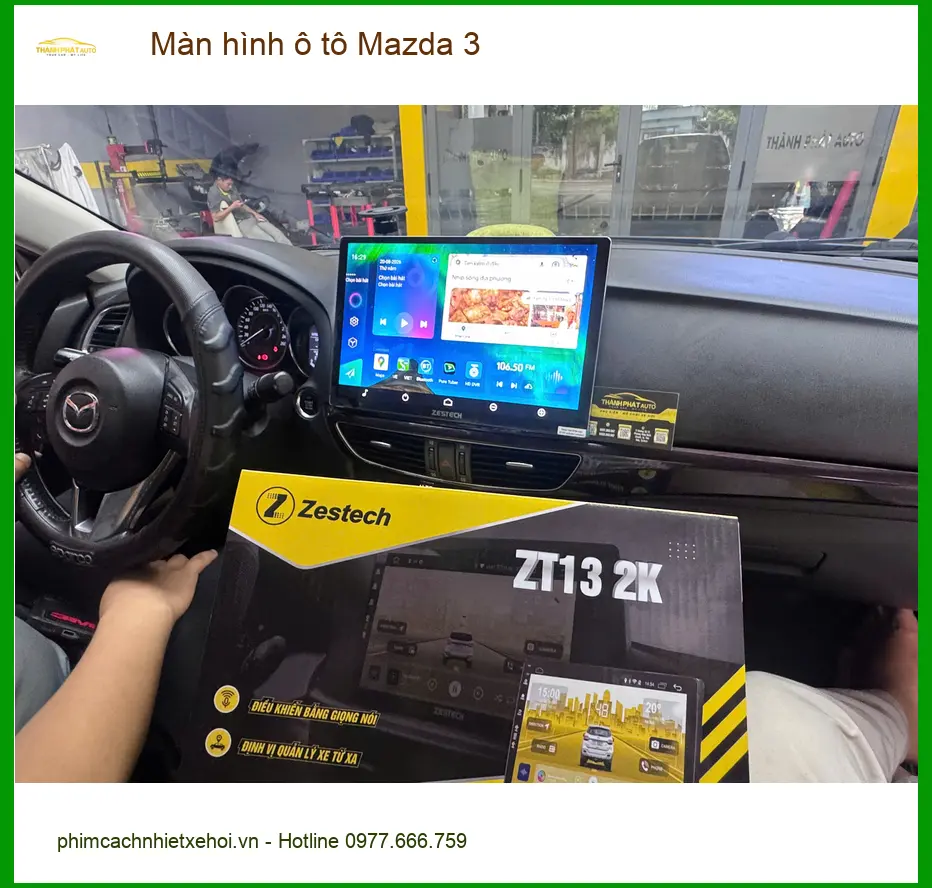 Chị Thảo nâng cấp màn hình ô tô Mazda 3 tại Quận 9 vì màn zin không còn mượt ảnh thực tế 2