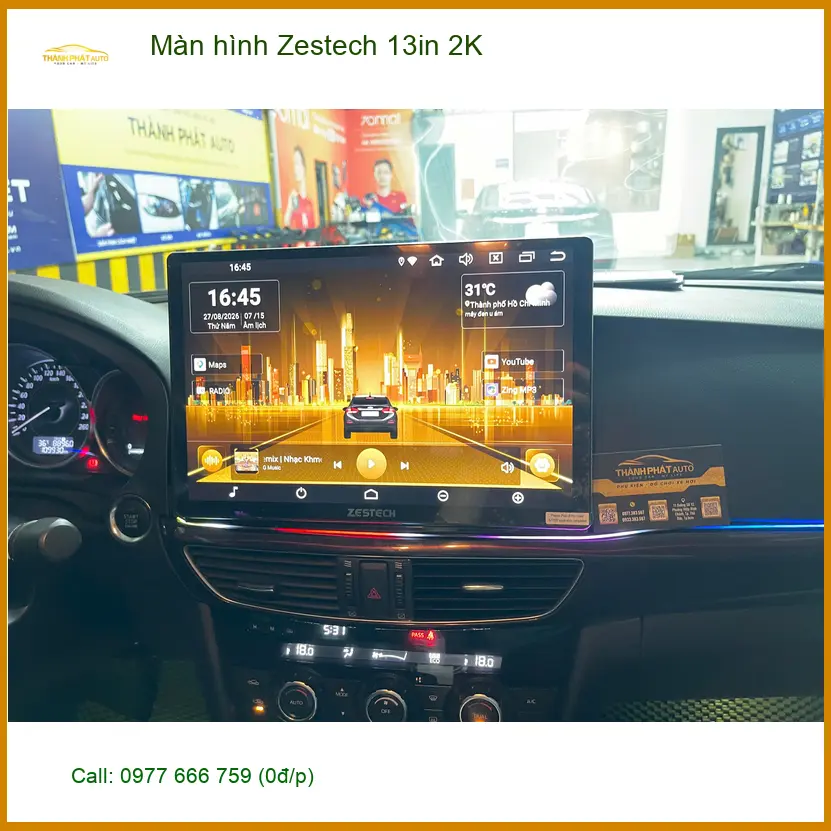 Anh Minh lắp màn hình Zestech 13in 2K cho Hyundai Accent tại Quận 12 vì màn hình zin đã cũ ảnh thực tế 2