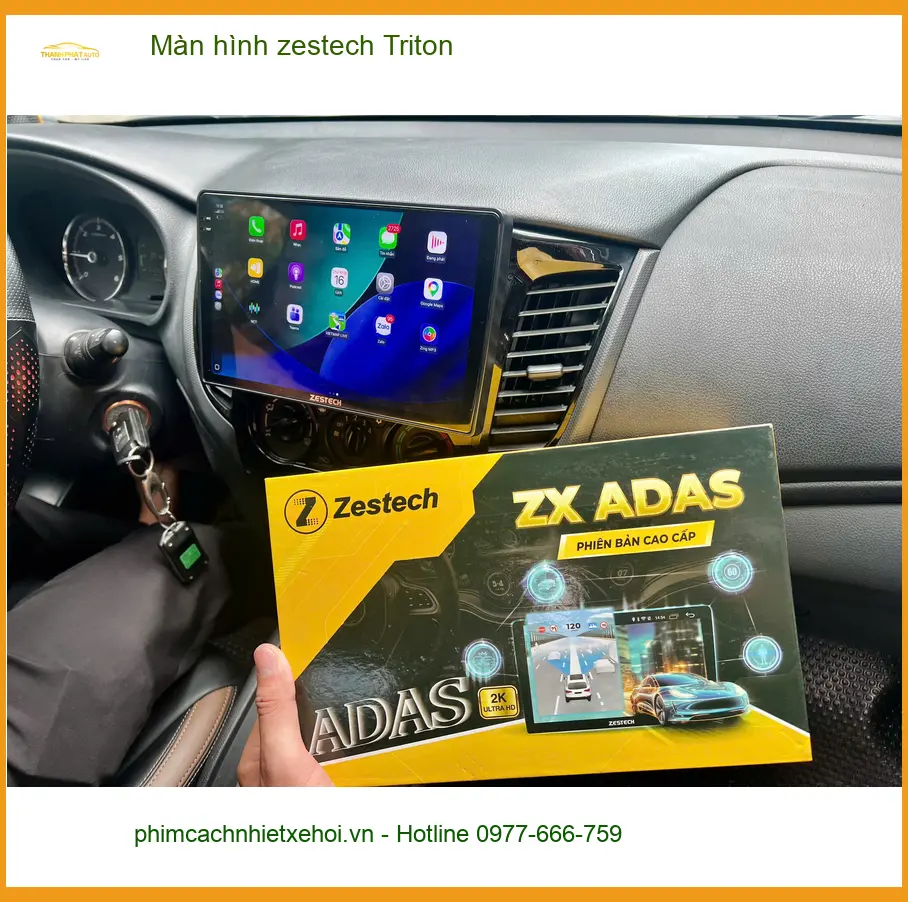 Anh Duy lắp màn hình Zestech cho Mitsubishi Triton tại Thủ Đức vì màn zin đã cũ ảnh thực tế 5