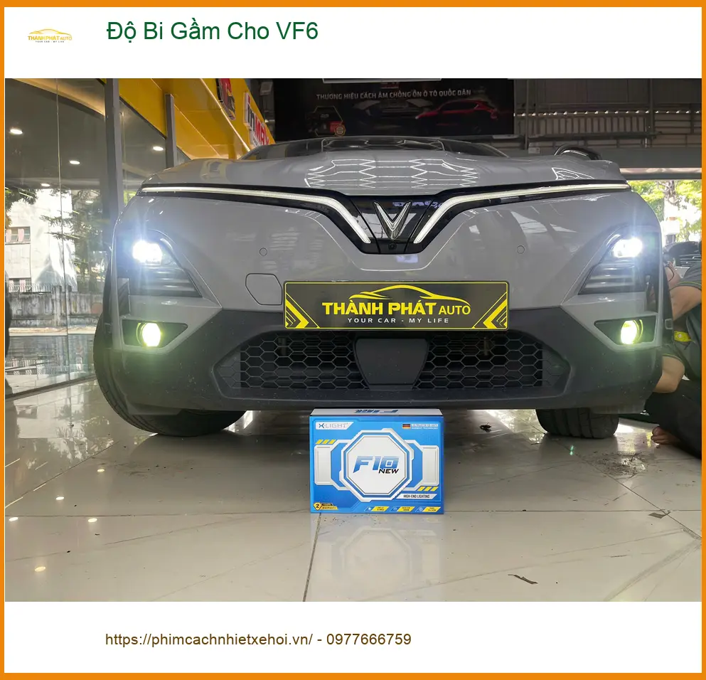Chú Bách độ bi gầm cho VinFast VF6 Quận 9 vì đèn xe zin quá tối khi trời mưa