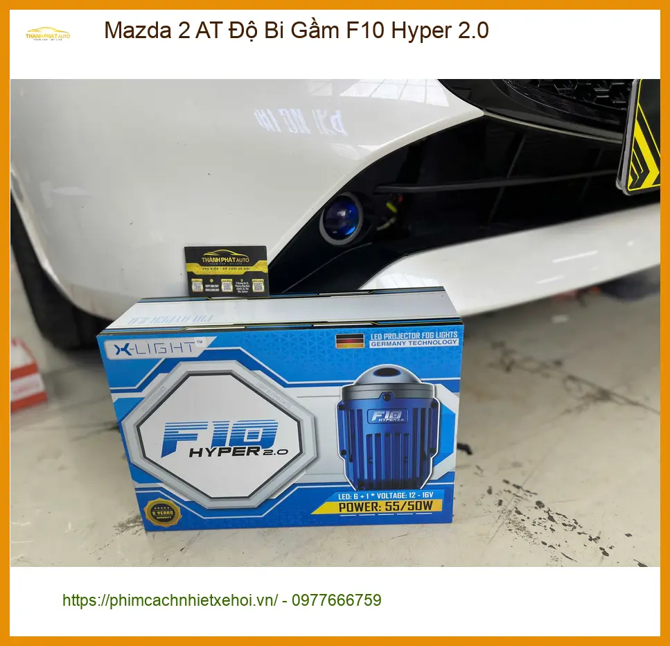 Anh Lân độ bi gầm F10 Hyper 2.0 cho Mazda 2 AT tại Quận 9 vì đèn zin yếu khi đi đêm