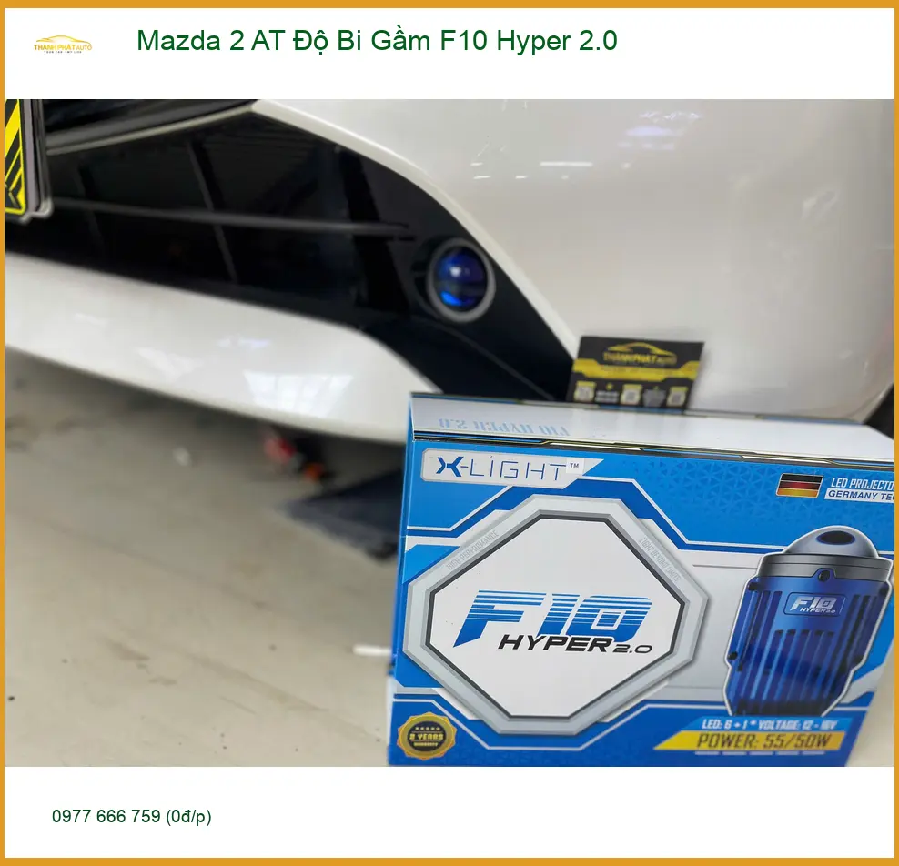 Anh Lân độ bi gầm F10 Hyper 2.0 cho Mazda 2 AT tại Quận 9 vì đèn zin yếu khi đi đêm ảnh thực tế 2